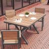 Flash Furniture Finch Commercial Grade X-Frame Outdoor Dining Table 59″ x 35.5″ with Faux Teak Poly Slats and Metal Frame, Gray/Gray(Natural Top/Gray Frame)