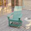 Flash Furniture Finn Modern Commercial Grade Poly Resin Wood Adirondack Rocking Chair – All Weather Red Polystyrene – Dual Slat Back – Stainless Steel Hardware(Sea Foam)