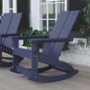 Flash Furniture Finn Modern Commercial Grade Poly Resin Wood Adirondack Rocking Chair – All Weather Red Polystyrene – Dual Slat Back – Stainless Steel Hardware(Navy)