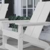 Flash Furniture Finn Modern Commercial Grade Poly Resin Wood Adirondack Rocking Chair – All Weather Red Polystyrene – Dual Slat Back – Stainless Steel Hardware(White)