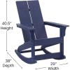Flash Furniture Finn Modern Commercial Grade Poly Resin Wood Adirondack Rocking Chair – All Weather Red Polystyrene – Dual Slat Back – Stainless Steel Hardware(Navy)
