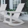 Flash Furniture Finn Modern Commercial Grade Poly Resin Wood Adirondack Rocking Chair – All Weather Red Polystyrene – Dual Slat Back – Stainless Steel Hardware(White)