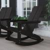 Flash Furniture Finn Modern Commercial Grade Poly Resin Wood Adirondack Rocking Chair – All Weather Red Polystyrene – Dual Slat Back – Stainless Steel Hardware(Black)