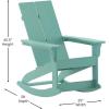 Flash Furniture Finn Modern Commercial Grade Poly Resin Wood Adirondack Rocking Chair – All Weather Red Polystyrene – Dual Slat Back – Stainless Steel Hardware(Sea Foam)