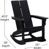 Flash Furniture Finn Modern Commercial Grade Poly Resin Wood Adirondack Rocking Chair – All Weather Red Polystyrene – Dual Slat Back – Stainless Steel Hardware(Black)