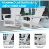 Flash Furniture Finn Modern Commercial Grade Poly Resin Wood Adirondack Rocking Chair – All Weather Red Polystyrene – Dual Slat Back – Stainless Steel Hardware(White)