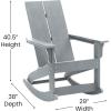 Flash Furniture Finn Modern Commercial Grade Poly Resin Wood Adirondack Rocking Chair – All Weather Red Polystyrene – Dual Slat Back – Stainless Steel Hardware(Grey)