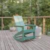 Flash Furniture Finn Modern Commercial Grade Poly Resin Wood Adirondack Rocking Chair – All Weather Red Polystyrene – Dual Slat Back – Stainless Steel Hardware(Sea Foam)
