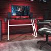 Flash Furniture Fisher Red Gaming Ergonomic Desk with Cup Holder and Headphone Hook(White)