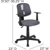 Flash Furniture Flash Fundamentals Mid-Back Black Mesh Swivel Task Office Chair with Pivot Back and Arms(Grey)