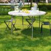 Flash Furniture Freeman 4′ Round Plastic Folding Table with Carrying Handle, Plastic Foldable Table for Indoor/Outdoor Events, White(48″ Round)