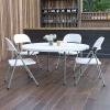 Flash Furniture Freeman 4′ Round Plastic Folding Table with Carrying Handle, Plastic Foldable Table for Indoor/Outdoor Events, White(60.5″ Round)