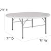 Flash Furniture Freeman 4′ Round Plastic Folding Table with Carrying Handle, Plastic Foldable Table for Indoor/Outdoor Events, White(72″ Round)