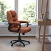 Flash Furniture Fundamentals Big & Tall Swivel LeatherSoft Office and Gaming Chair, Ergonomic Office Chair with Padded Armrests and Adjustable Height, Black(Brown)