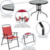 Flash Furniture GM-202012-RD-GG Glass Patio Table and Chair Sets, Red