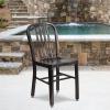 Flash Furniture Gael Commercial Grade 2 Pack Yellow Metal Indoor-Outdoor Chair(Black-antique Gold)