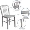 Flash Furniture Gael Commercial Grade 2 Pack Yellow Metal Indoor-Outdoor Chair(Silver)