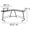 Flash Furniture Glass L-Shape Computer Desk with Silver Metal Frame(Black Top/Black Frame)