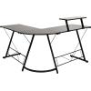 Flash Furniture Glass L-Shape Computer Desk with Silver Metal Frame(Black Top/Black Frame)