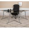 Flash Furniture Glass L-Shape Computer Desk with Silver Metal Frame(Black Top/Silver Frame)