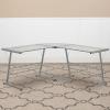 Flash Furniture Glass L-Shape Computer Desk with Silver Metal Frame(Clear/Silver)