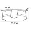 Flash Furniture Glass L-Shape Computer Desk with Silver Metal Frame(Clear/Silver)