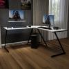 Flash Furniture Glass L-Shape Computer Desk with Silver Metal Frame(White Top/Black Frame)