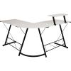 Flash Furniture Glass L-Shape Computer Desk with Silver Metal Frame(White Top/Black Frame)