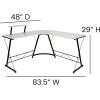 Flash Furniture Glass L-Shape Computer Desk with Silver Metal Frame(White Top/Black Frame)
