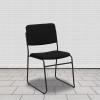 Flash Furniture HERCULES Series 500 lb. Capacity Black Fabric High Density Stacking Chair with Chrome Sled Base(Black Fabric/Black Frame)