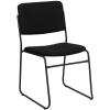 Flash Furniture HERCULES Series 500 lb. Capacity Black Fabric High Density Stacking Chair with Chrome Sled Base(Black Fabric/Black Frame)
