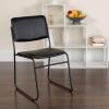 Flash Furniture HERCULES Series 500 lb. Capacity Black Fabric High Density Stacking Chair with Chrome Sled Base(Black Vinyl/Black Frame)