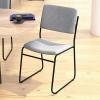 Flash Furniture HERCULES Series 500 lb. Capacity Black Fabric High Density Stacking Chair with Chrome Sled Base(Gray Fabric/Black Frame)
