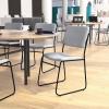 Flash Furniture HERCULES Series 500 lb. Capacity Black Fabric High Density Stacking Chair with Chrome Sled Base(Gray Fabric/Black Frame)