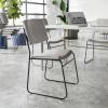 Flash Furniture HERCULES Series 500 lb. Capacity Black Fabric High Density Stacking Chair with Chrome Sled Base(Gray Vinyl/Black Frame)