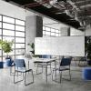 Flash Furniture HERCULES Series 500 lb. Capacity Black Fabric High Density Stacking Chair with Chrome Sled Base(Navy Vinyl/Black Frame)