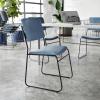 Flash Furniture HERCULES Series 500 lb. Capacity Black Fabric High Density Stacking Chair with Chrome Sled Base(Navy Vinyl/Black Frame)