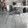 Flash Furniture HERCULES Series 880 lb. Capacity Black Plastic Stack Chair with Titanium Gray Powder Coated Frame(Grey)