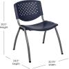 Flash Furniture HERCULES Series 880 lb. Capacity Black Plastic Stack Chair with Titanium Gray Powder Coated Frame(Navy)