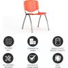 Flash Furniture HERCULES Series 880 lb. Capacity Black Plastic Stack Chair with Titanium Gray Powder Coated Frame(Orange)