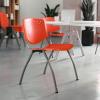 Flash Furniture HERCULES Series 880 lb. Capacity Black Plastic Stack Chair with Titanium Gray Powder Coated Frame(Orange)