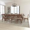 Flash Furniture HERCULES Series 9′ x 40” Antique Rustic Folding Farm Table Set with 10 Cross Back Chairs and Cushions
