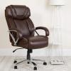 Flash Furniture HERCULES Series Big & Tall 500 lb. Rated Taupe LeatherSoft Executive Swivel Ergonomic Office Chair with Extra Wide Seat(Brown)