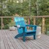 Flash Furniture Halifax Adirondack Chair with Cup Holder, Weather Resistant Poly Resin Adirondack Chair, Gray, Set of 1(Blue)