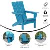 Flash Furniture Halifax Adirondack Chair with Cup Holder, Weather Resistant Poly Resin Adirondack Chair, Gray, Set of 1(Blue)