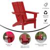 Flash Furniture Halifax Adirondack Chair with Cup Holder, Weather Resistant Poly Resin Adirondack Chair, Gray, Set of 1(Red)