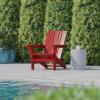Flash Furniture Halifax Adirondack Chair with Cup Holder, Weather Resistant Poly Resin Adirondack Chair, Gray, Set of 1(Red)