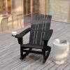 Flash Furniture Halifax Adirondack Rocking Chair with Cup Holder, Weather Resistant Poly Resin Adirondack Rocking Chair, Red(Black)