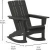 Flash Furniture Halifax Adirondack Rocking Chair with Cup Holder, Weather Resistant Poly Resin Adirondack Rocking Chair, Red(Black)