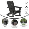 Flash Furniture Halifax Adirondack Rocking Chair with Cup Holder, Weather Resistant Poly Resin Adirondack Rocking Chair, Red(Black)